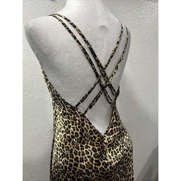 VICTORIA'S SECRET Leopard Print Satin Women's Maxi Dress M  Lingerie - Picture 9 of 16